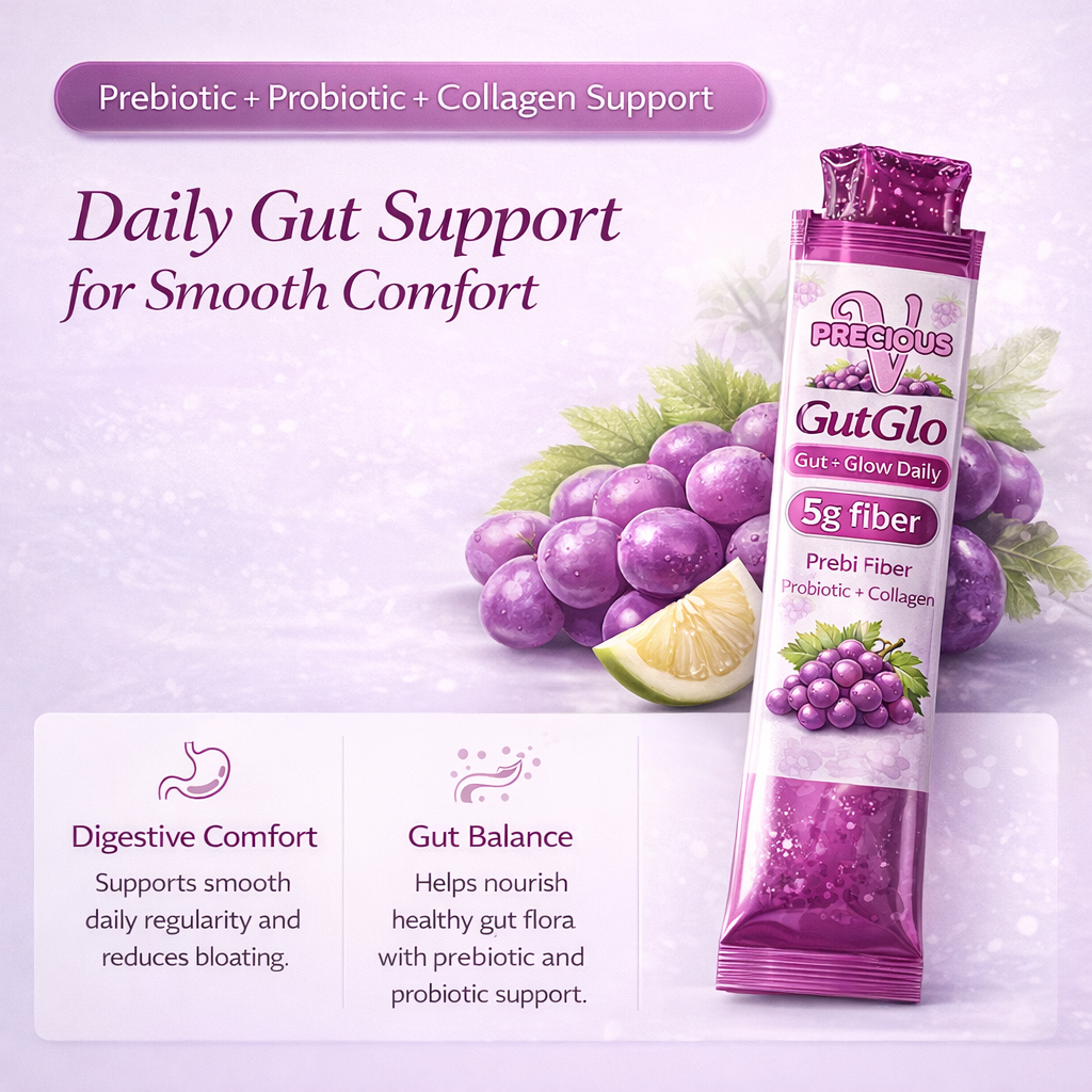 GutGlo Grape Jelly Sticks | 5g Prebiotic Fiber + Probiotic + Collagen |10 Pack