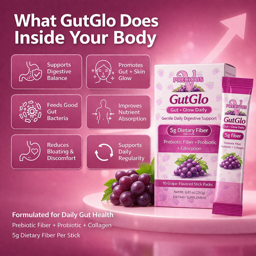 GutGlo Grape Jelly Sticks | 5g Prebiotic Fiber + Probiotic + Collagen |10 Pack