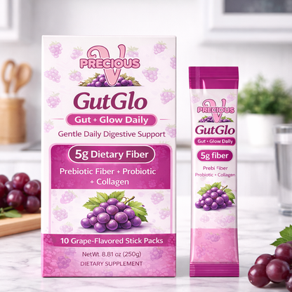 GutGlo Grape Jelly Sticks | 5g Prebiotic Fiber + Probiotic + Collagen |10 Pack