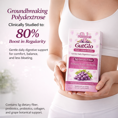 GutGlo Grape Jelly Sticks | 5g Prebiotic Fiber + Probiotic + Collagen |10 Pack